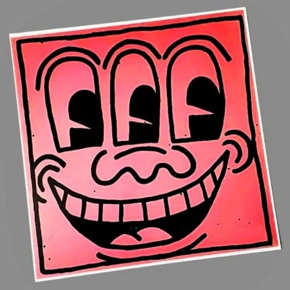 Keith Haring Other - KEITH haring three eyed smiling face art print